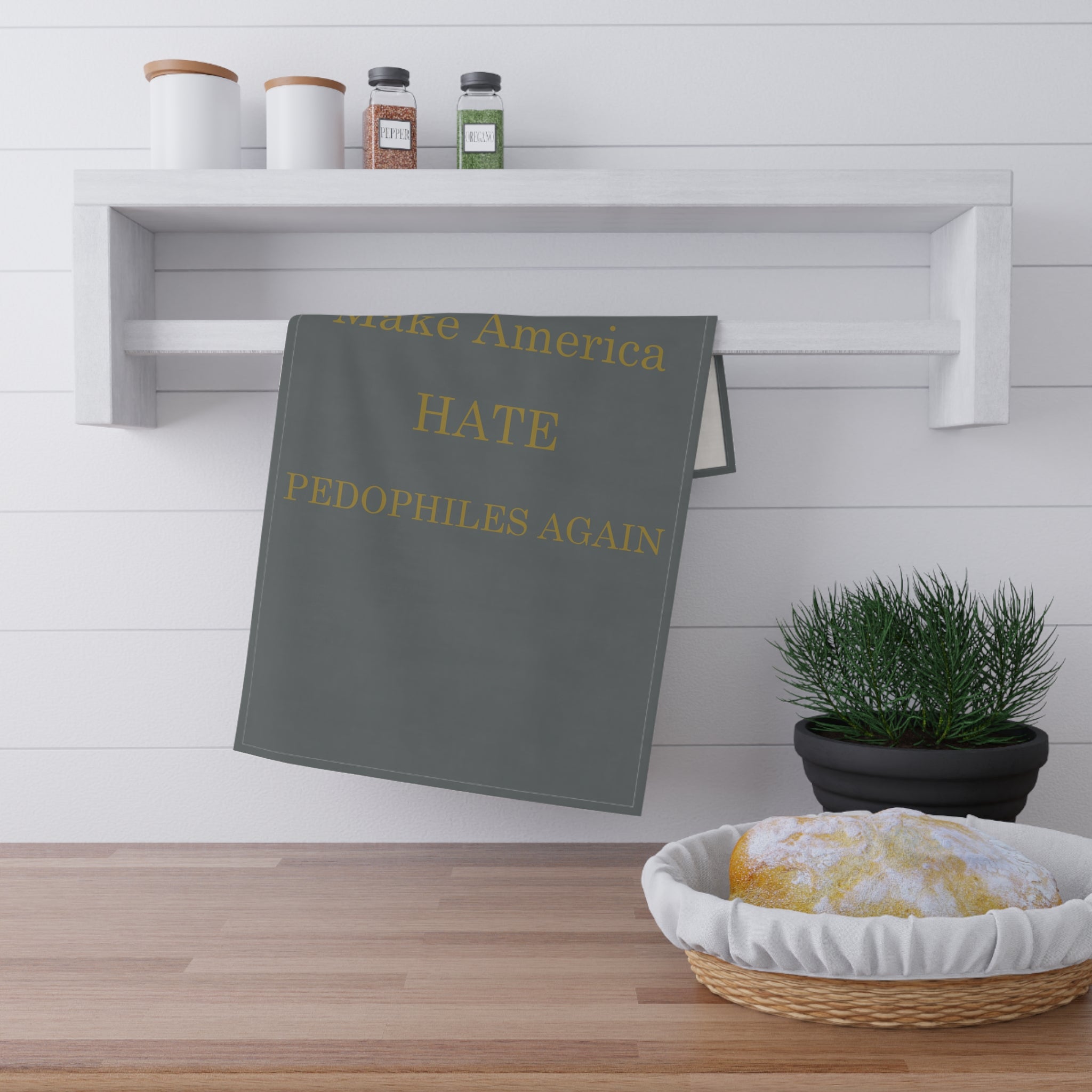 Tea Towel — “Make America Hate Pedophiles Again” Patriotic Statement Kitchen Towel